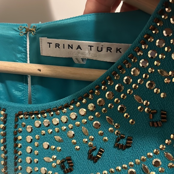 Trina Turk Women's Kapono Long Sleeve Embellished Classic Crepe Dress Sz 6 - Picture 10 of 11